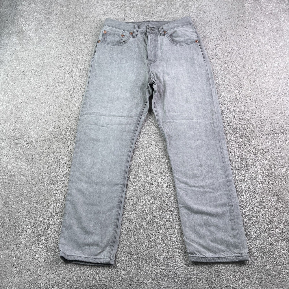 Levis Jeans Womens 26 Grey 501 Straight Leg‎ High Rise Button Fly Cotton Denim